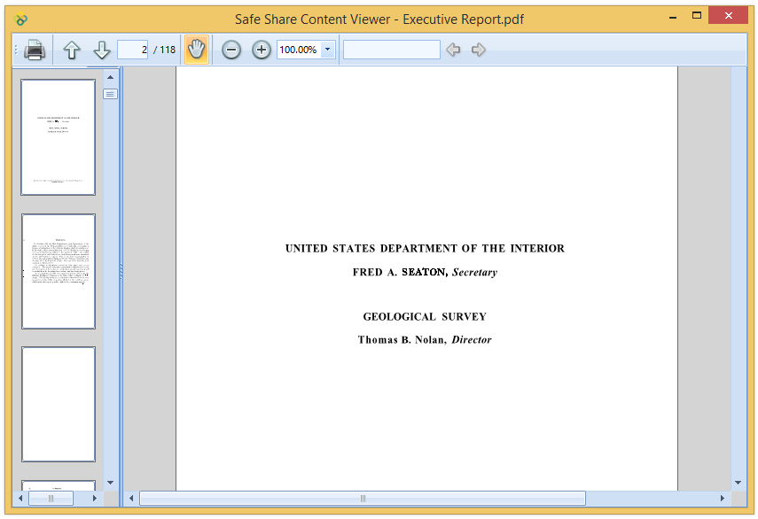 Safe Share for Windows' content viewer for document files