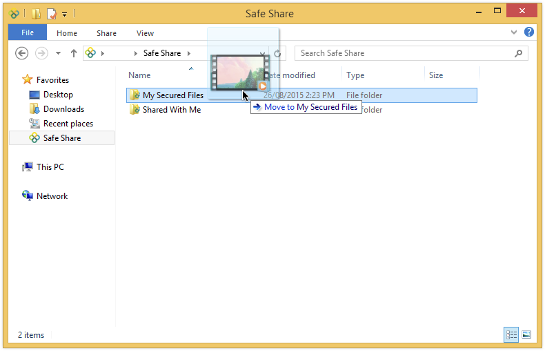 Dragging a file to secure