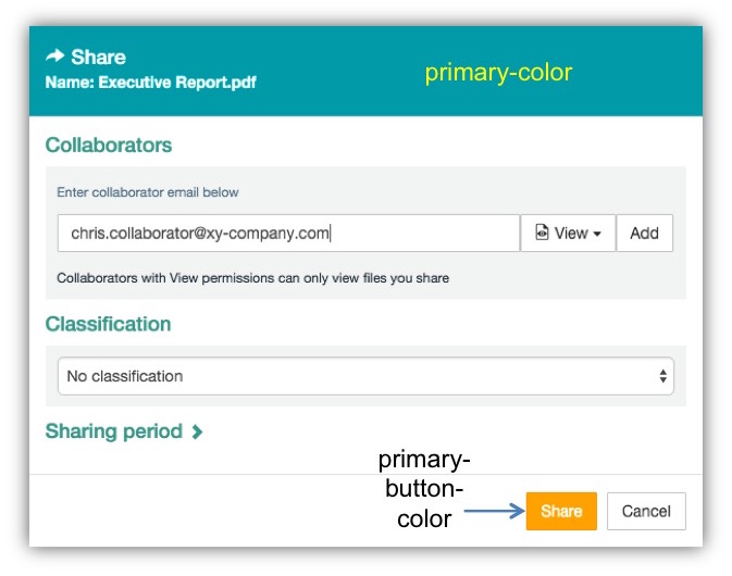 Themable areas of a dialog box