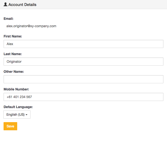 Account Details section