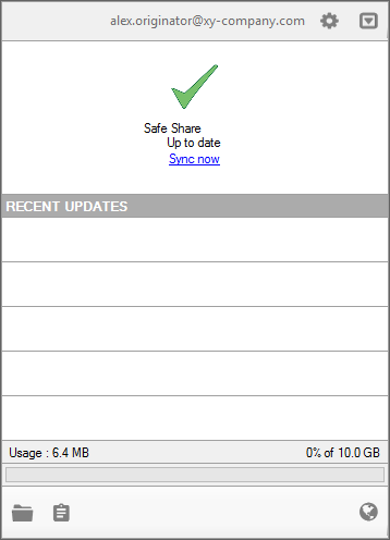 Accessing the Safe Share application pane