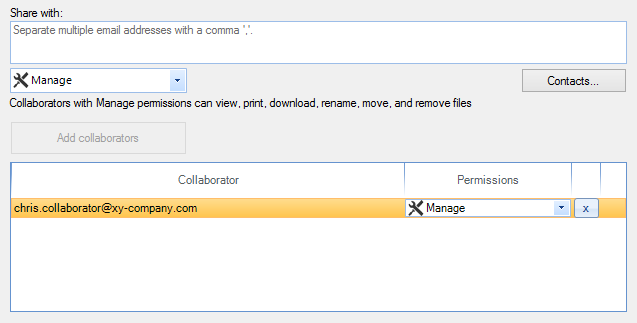 Safe Share dialog box
