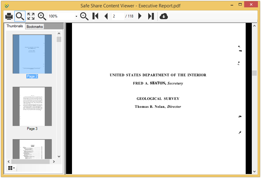 Safe Share for Windows' content viewer for document files