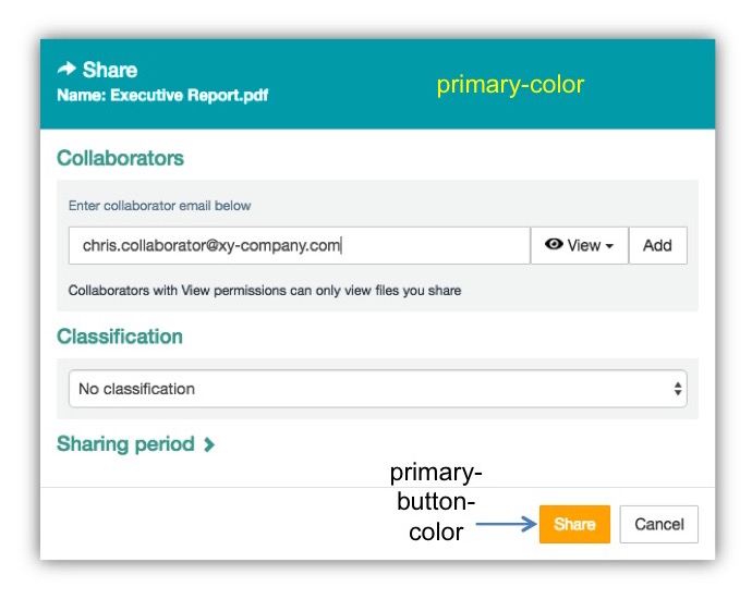 Themable areas of a dialog box