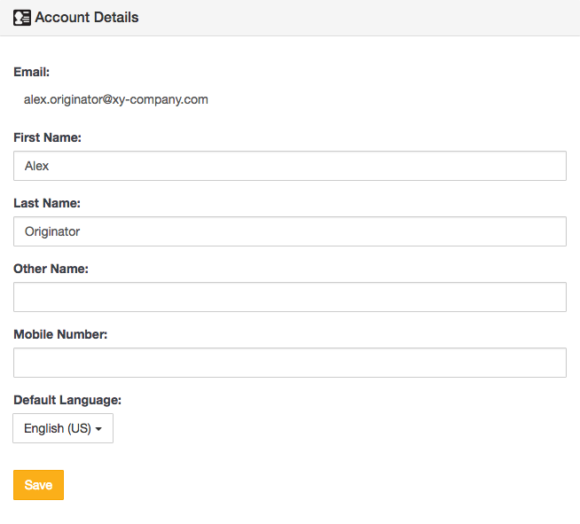 Account Details section