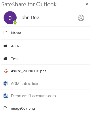 SafeShare Outlook Add-in Home Page